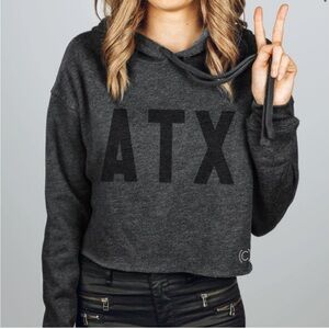 Code Word ATX Grey Soft Crop Hoodie Size Small CROP FLEECE HOODIE